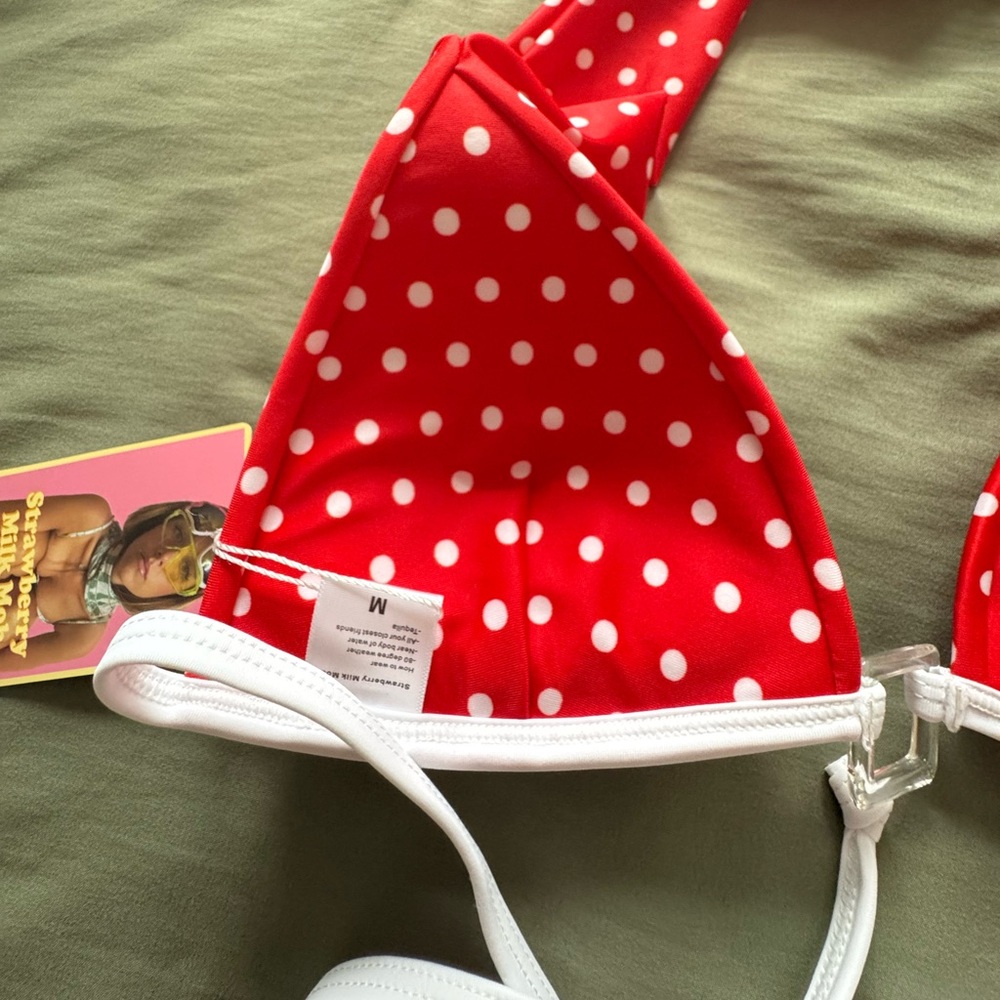 Strawberry Milk Mob - Red Polka Dot Bikini Top - Picture 3 of 6